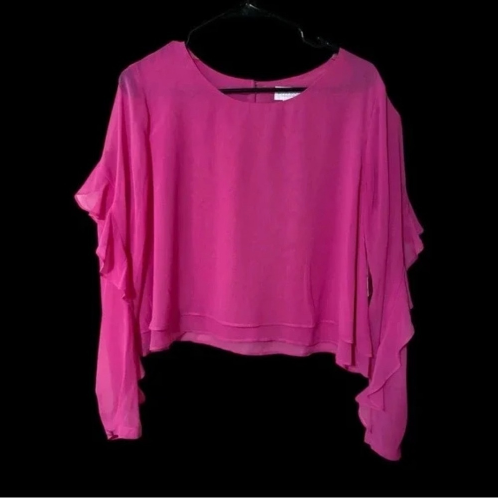 🌸Bisou Bisou🌸 Sheer Barbie Pink Blouse; S Med, Lovely EUC - Picture 1 of 7